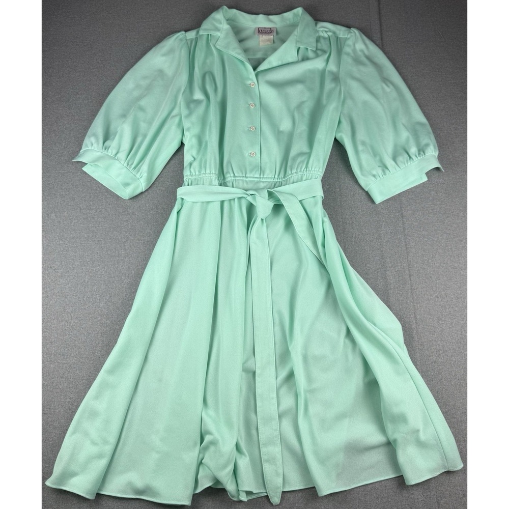Vintage California Looks Mint Shirt Dress Belted Puff Sleeve USA Women's